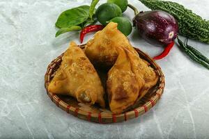 Indian cuisine - fries crispy samosa photo