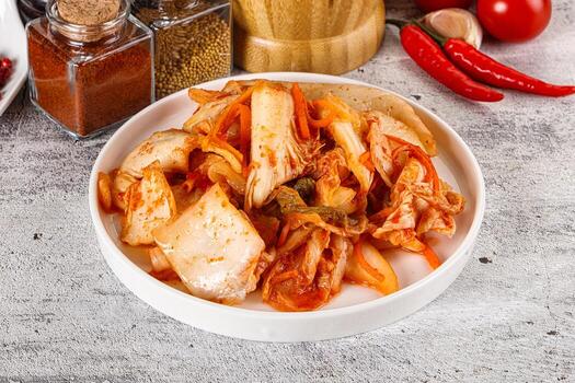 coreano cocina fermentado repollo kimchi foto