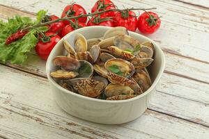 Vongole shellfish mollusc clem with butter photo