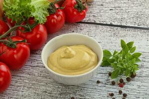 Spicy Mustard sauce in the bowl photo