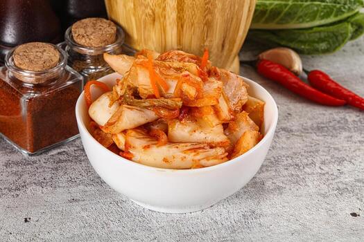 coreano cocina fermentado repollo kimchi foto