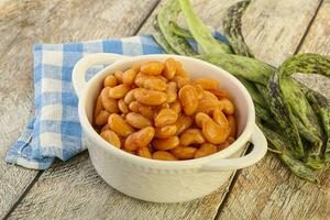 White bean in tomato sauce photo