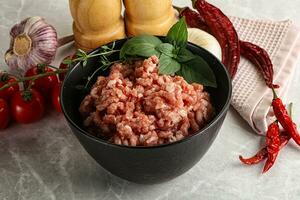 Raw minced pork uncooked meat photo