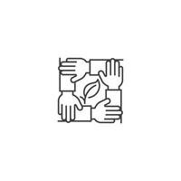 Save ecology volunteer team. join the environment protection icon. Modern sign, linear pictogram, outline symbol, simple thin line vector design element template