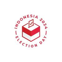 Indonesia 2024 election day pemilu, voting. Vector icon label template