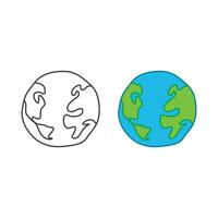 World planet, globe, earth. Vector hand drawn icon illustration