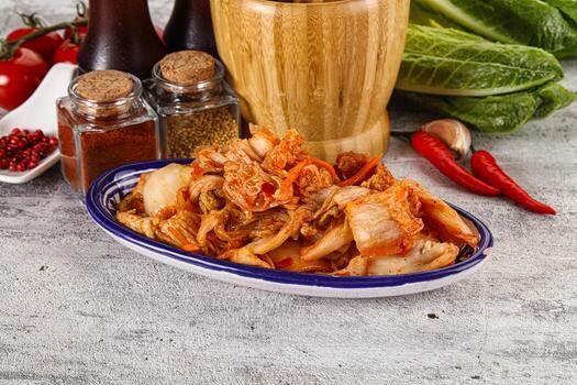 coreano cocina fermentado repollo kimchi foto