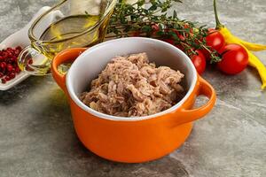 Canned tuna fillet for salad photo