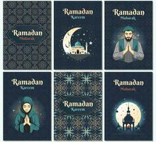 Set of Islamic greeting cards, ramadan template. Ramadan Kareem. Poster, media banner. vector