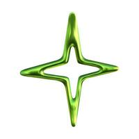 Y2K chrome color shape isolated. 3D liquid metal element star. Y2K shiny chrome rendering illustration vector