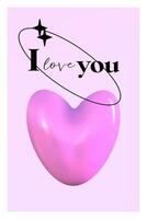 Abstract Y2K Heart gradient poster with aesthetic 3D. Purple template with gradient. Design for card, banner, story. Aesthetic 3d vector illustration