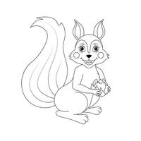 Cute cartoon squirrel for kids coloring book. Vector illustration.