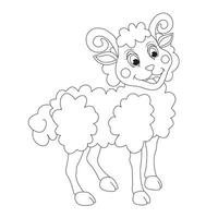 Little funny urial or ram. For kids coloring book. vector