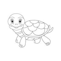 Vector illustration of turtle isolated on white background. For kids coloring book.