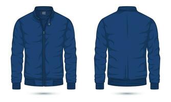 Full zip bomber jacket mockup front and back view vector