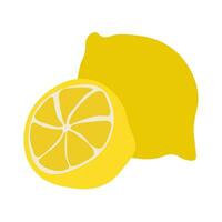 Lemon whole and half, citrus fruit in flat style for design vector