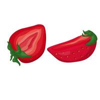 Strawberry halves, red juicy fruit for design vector