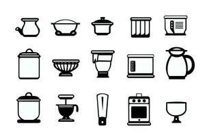 kitchen dish icon set illustration vector