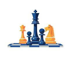 chess pieces on the board illustration vector