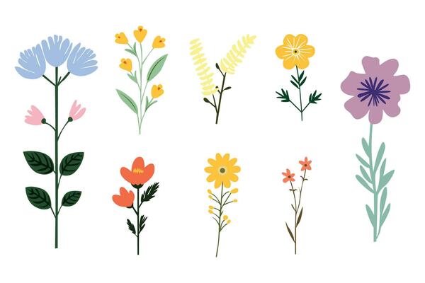 Flat Flower icon set vector illustration