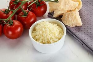 Shredded Italian hard parmesan cheese photo