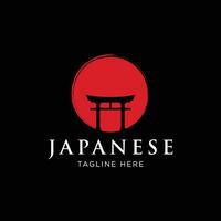 Japanese ancient torii gate logo template design. Tori gate Japanese heritage, culture and history. vector