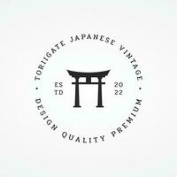 Japanese ancient torii gate logo template design. Tori gate Japanese heritage, culture and history. vector
