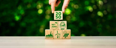 Net zero by 2050. Carbon neutral. Net zero greenhouse gas emissions target.climate neutral long term strategy.No toxic gases, implementing carbon capture and storage technologies. sustainable future. photo