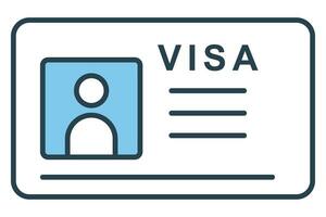 Visa icon. icon related to travel. flat line  icon style. element illustration vector