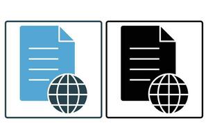 document with earth icon. icon related to travel, international travel documents. solid icon style. element illustration vector