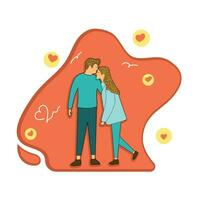 ilustración de un del hombre mano besos su de la esposa frente en papel Arte estilo vector