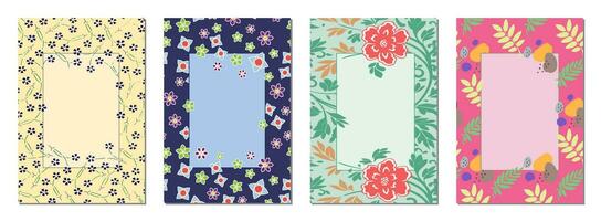 Abstract floral templates for covers of notebooks and exercise books and other printed materials. Vector illustration.