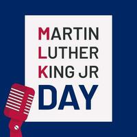 Poster Martin Luther King Jr. Day with typography. Simple Design of greeting card with flag and stars celebration in January. Daydream MLK minimalistic vector illustration on dark blue background.