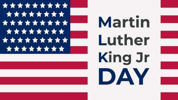 Martin Luther King Day Banner with typography. Daydream MLK minimalistic vector illustration on flag background. Simple Design of greeting card with stars Celebration in January.