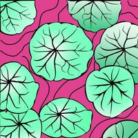 Green leaf shape and pattern with pink background vector illustration.  The vector is suitable to use nature background and pattern wallpaper.