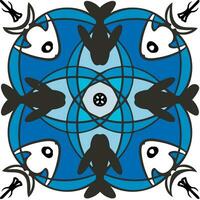 Circle pattern of abstract fish vector illustration.  The vector is suitable to use for animal pattern and abstract background.