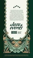 javanese event poster idea with vintage border design idea vector