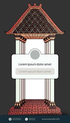 Social Media Post Idea Template with Indonesian Gunungan Shadow Puppet handdrawn illustration