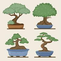 conjunto de bonsai árbol vector ilustración conjunto bonsai árbol vector ilustración conjunto