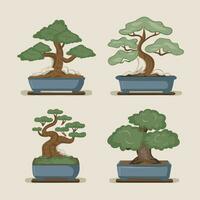 set of bonsai tree vector illustration set bonsai tree vector illustration set