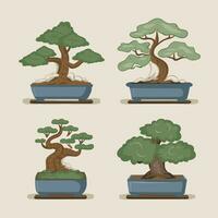 conjunto de bonsai árbol vector ilustración conjunto bonsai árbol vector ilustración conjunto