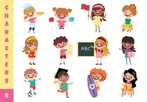 Cartoon Children Doing Different Activities vector