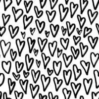 Seamless pattern with abstract hearts. Hand drawn ink print for fabric, textiles, wrapping paper vector