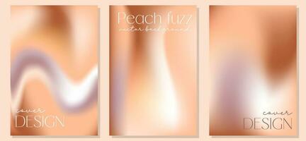 Set of gradient background in peach fuzz colors vector