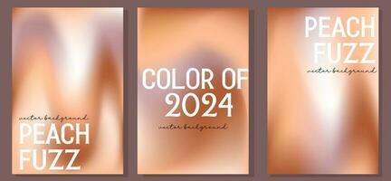 Set of gradient background in peach fuzz colors vector