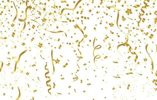 festive party with gold confetti in white background vector