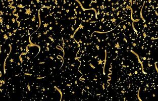 festive party with gold confetti in black background vector