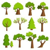 Collection of trees. tree set isolated on white background. vector illustration.