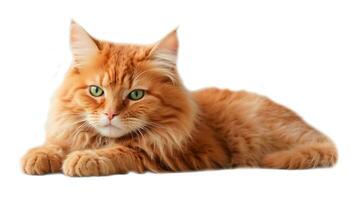 AI generated Fluffy red cat isolated on white background photo