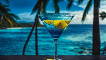 AI generated Blue cocktail in a beautiful glass photo